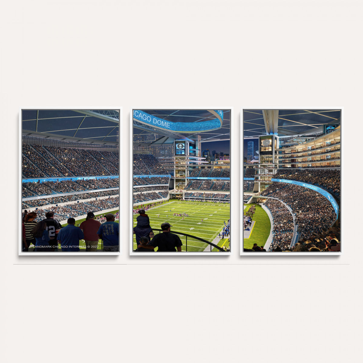 41816511-MGV-CV-36X24 - Chicago Dome Stadium Wall Art Canvas Print, Framed Modern Decor