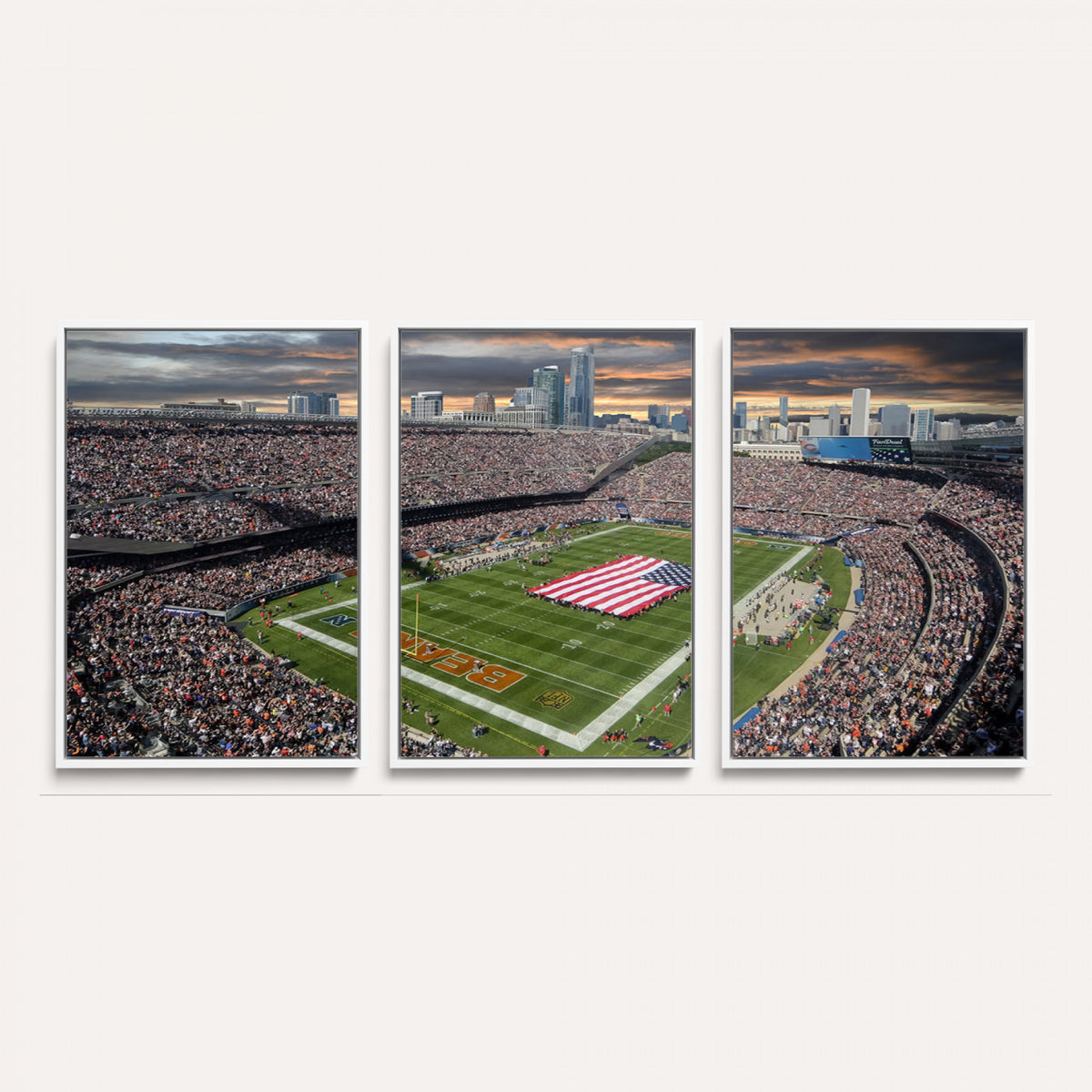 98106777-PAN-FL-20X10 - Chicago Bears Soldiers Field Wall Art Canvas Print, Extra Large Game Room Wall Decor
