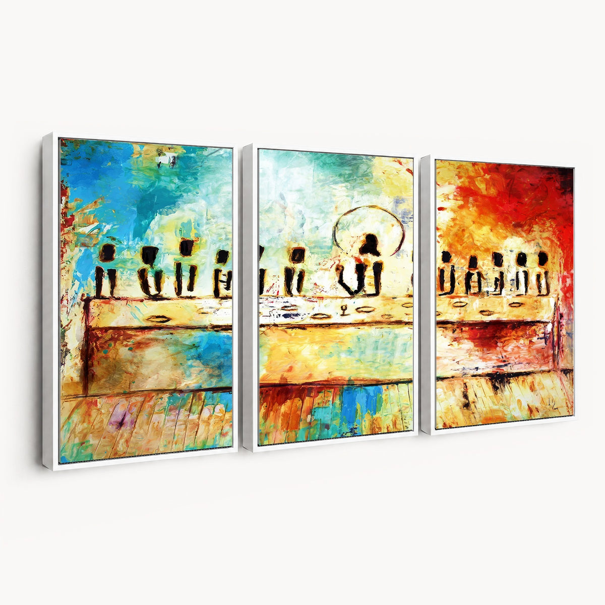 YKE34632598CR-_Poster-30x20 - Abstract Last Supper Wall Art, Jesus and Apostles Canvas Print, Religious Decor