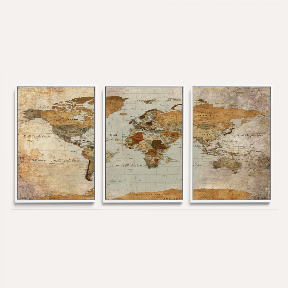 74176056-MGV-CV-36X24 - World Map Wall Art Canvas Print, Modern Decorative Framed Map Artwork Prints for Living Room, Office, Bedroom Wall Decor