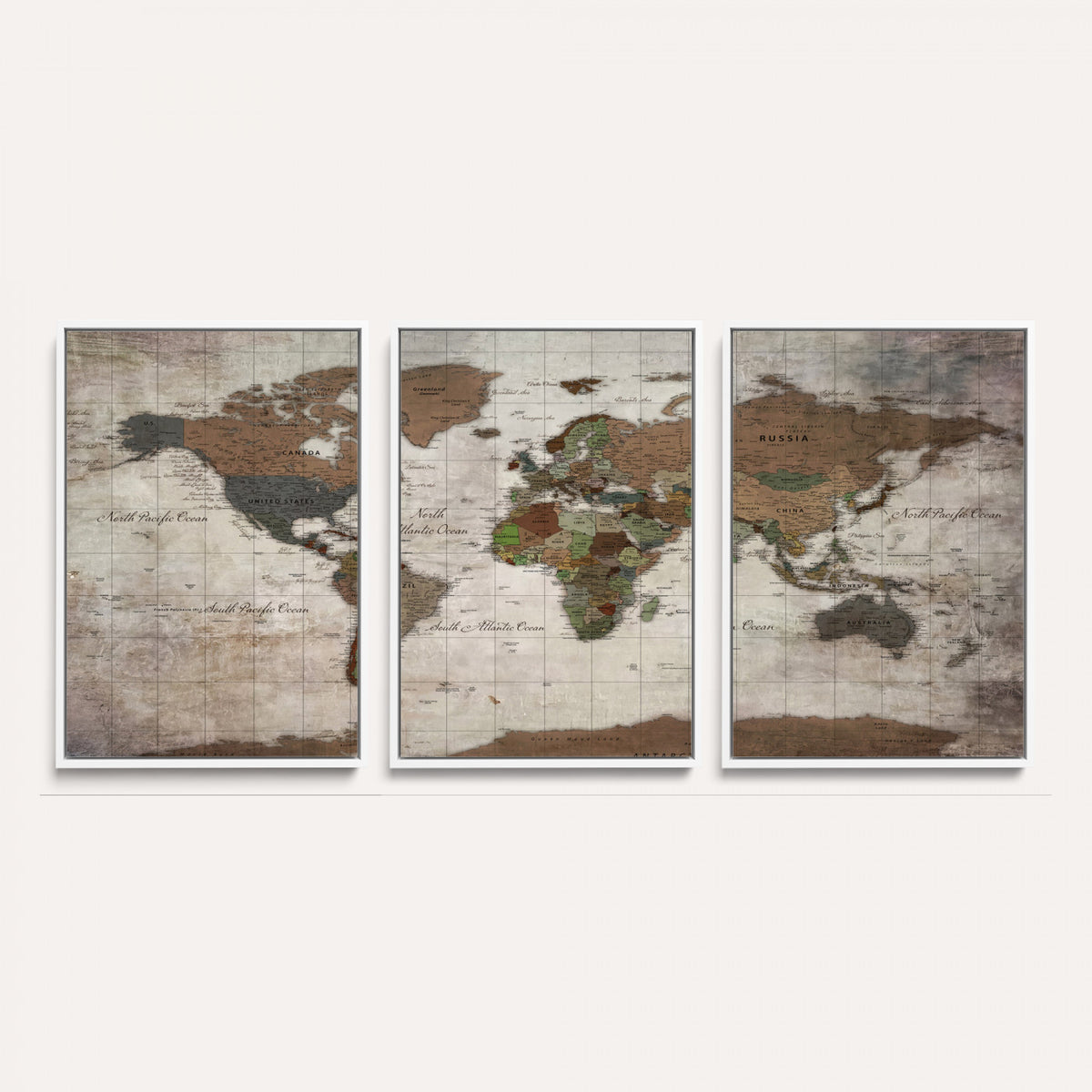 65393892-MGV-CV-36X24 - World Map Wall Art Canvas Print, Modern Decorative Framed Map Artwork Prints for Living Room, Office, Bedroom Wall Decor