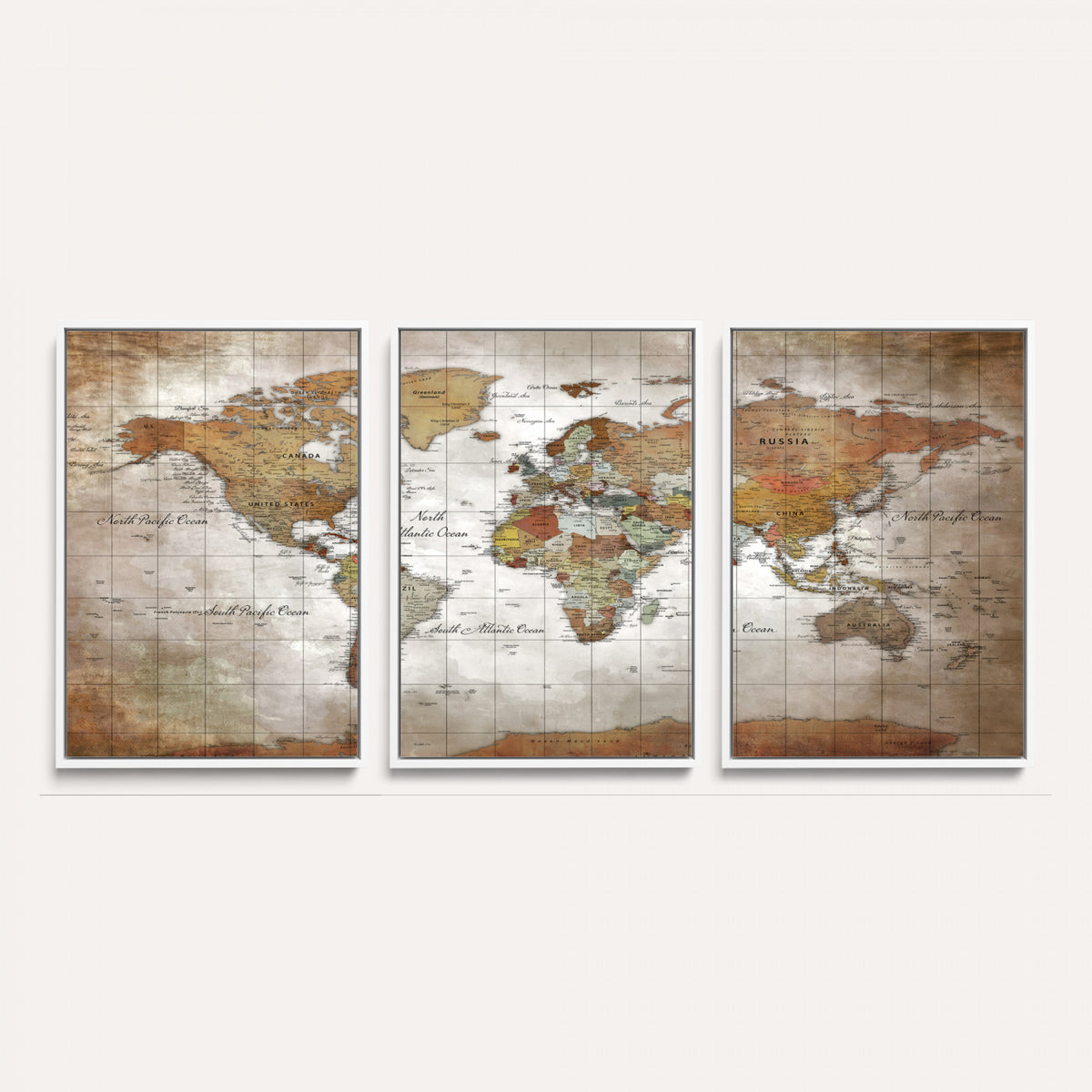 51643807-MGV-CV-36X24 - World Map Wall Art Canvas Print, Modern Decorative Framed Map Artwork Prints for Living Room, Office, Bedroom Wall Decor