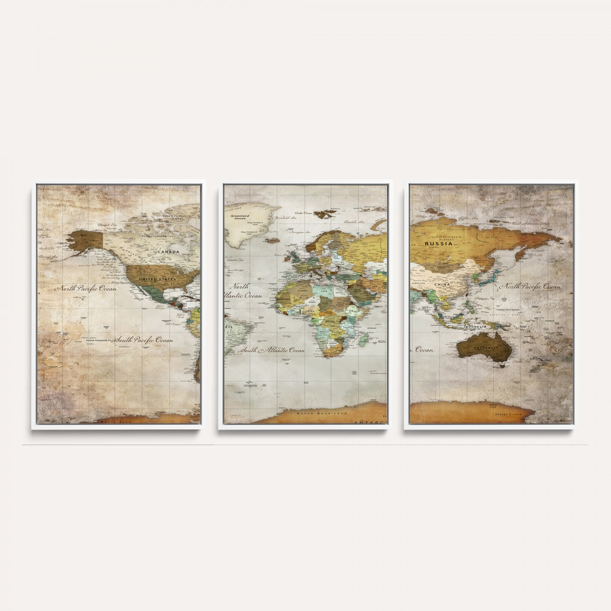86108417-MGV-CV-36X24 - World Map Wall Art Canvas Print, Modern Decorative Framed Map Artwork Prints for Living Room, Office, Bedroom Wall Decor