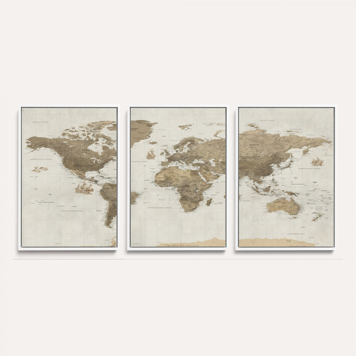 28283260-MGV-CV-36X24 - Detailed World Map Wall Art Canvas Print