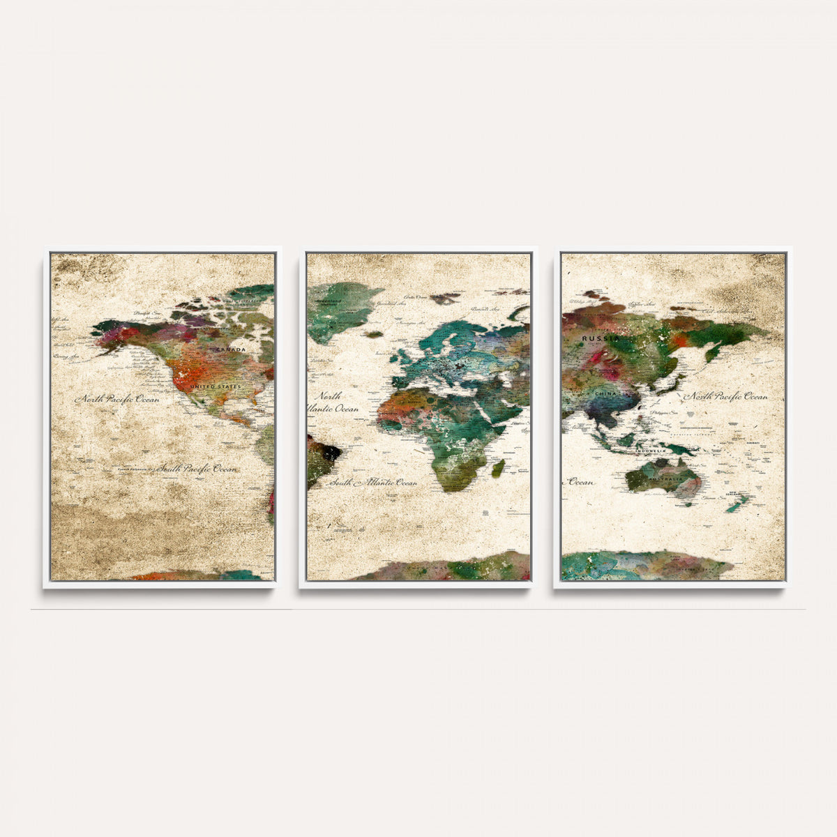 87544591-MGV-CV-36X24 - World Map Wall Art Canvas Print, Modern Decorative Framed Map Artwork Prints for Living Room, Office, Bedroom Wall Decor