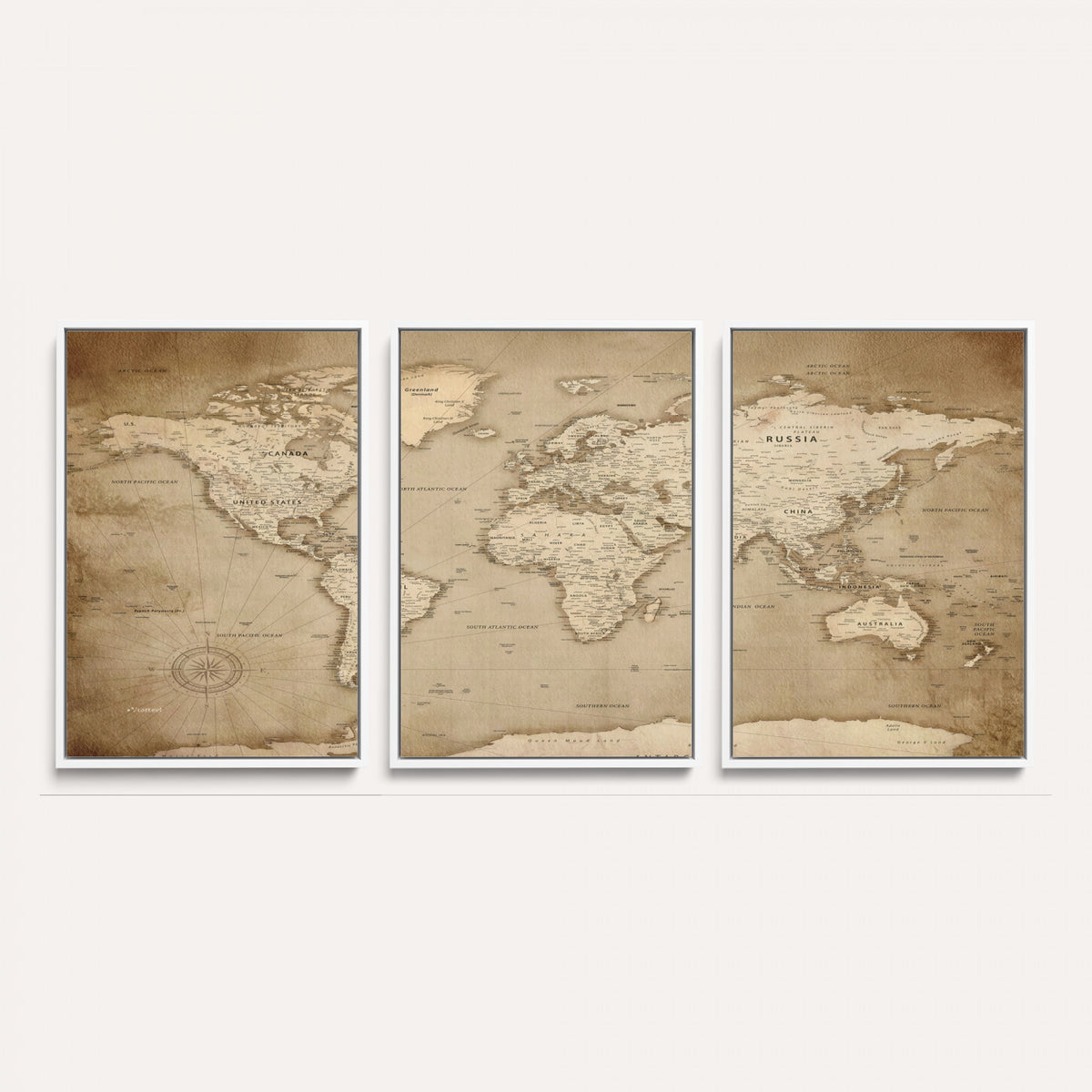 34795134-MGV-CV-36X24 - World Map Wall Art Canvas Print, Modern Decorative Framed Map Artwork Prints for Living Room, Office, Bedroom Wall Decor