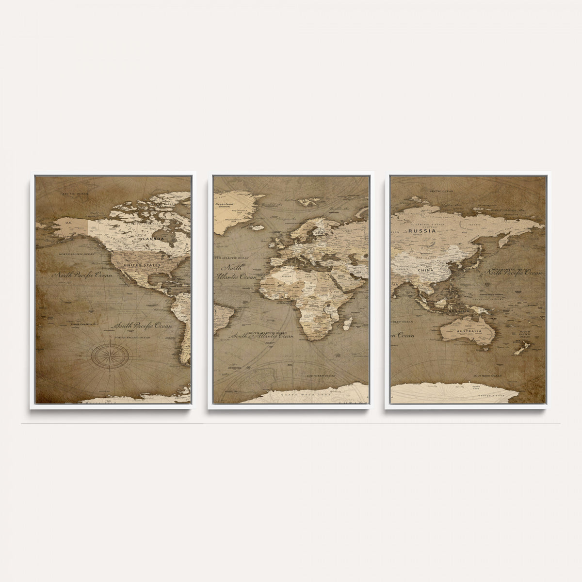 82314635-MGV-CV-36X24 - World Map Wall Art Canvas Print, Modern Decorative Framed Map Artwork Prints for Living Room, Office, Bedroom Wall Decor