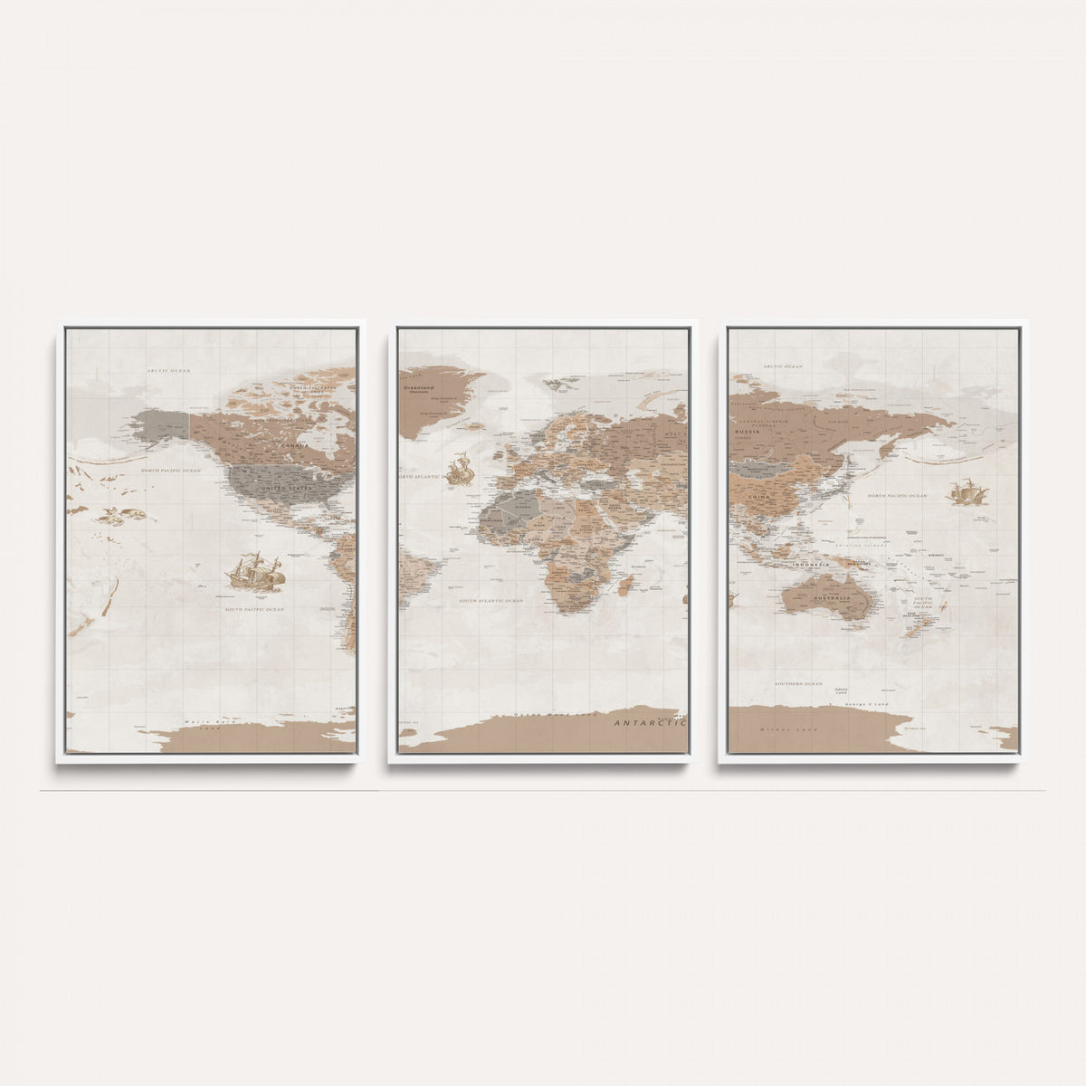 85057279-MGV-CV-36X24 - Framed Large World Map Canvas Print for Office Decor