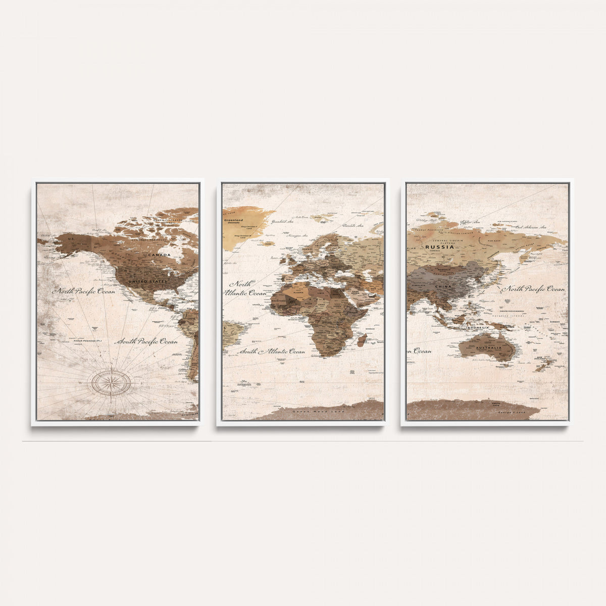 38923639-MGV-CV-36X24 - World Map Wall Art Canvas Print, Modern Decorative Framed Map Artwork Prints for Living Room, Office, Bedroom Wall Decor