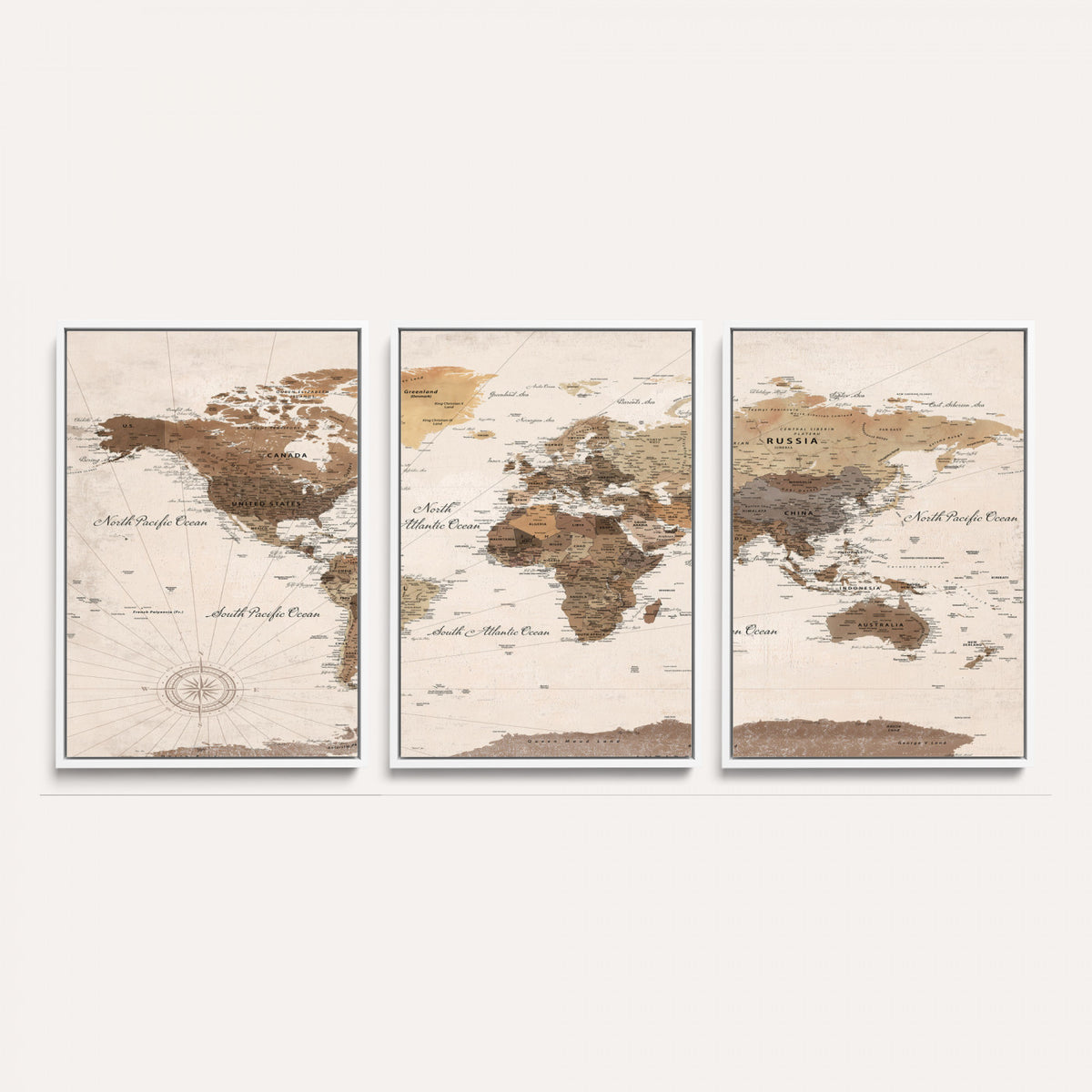 69860078-MGV-CV-36X24 - World Map Wall Art Canvas Print, Modern Decorative Framed Map Artwork Prints for Living Room, Office, Bedroom Wall Decor