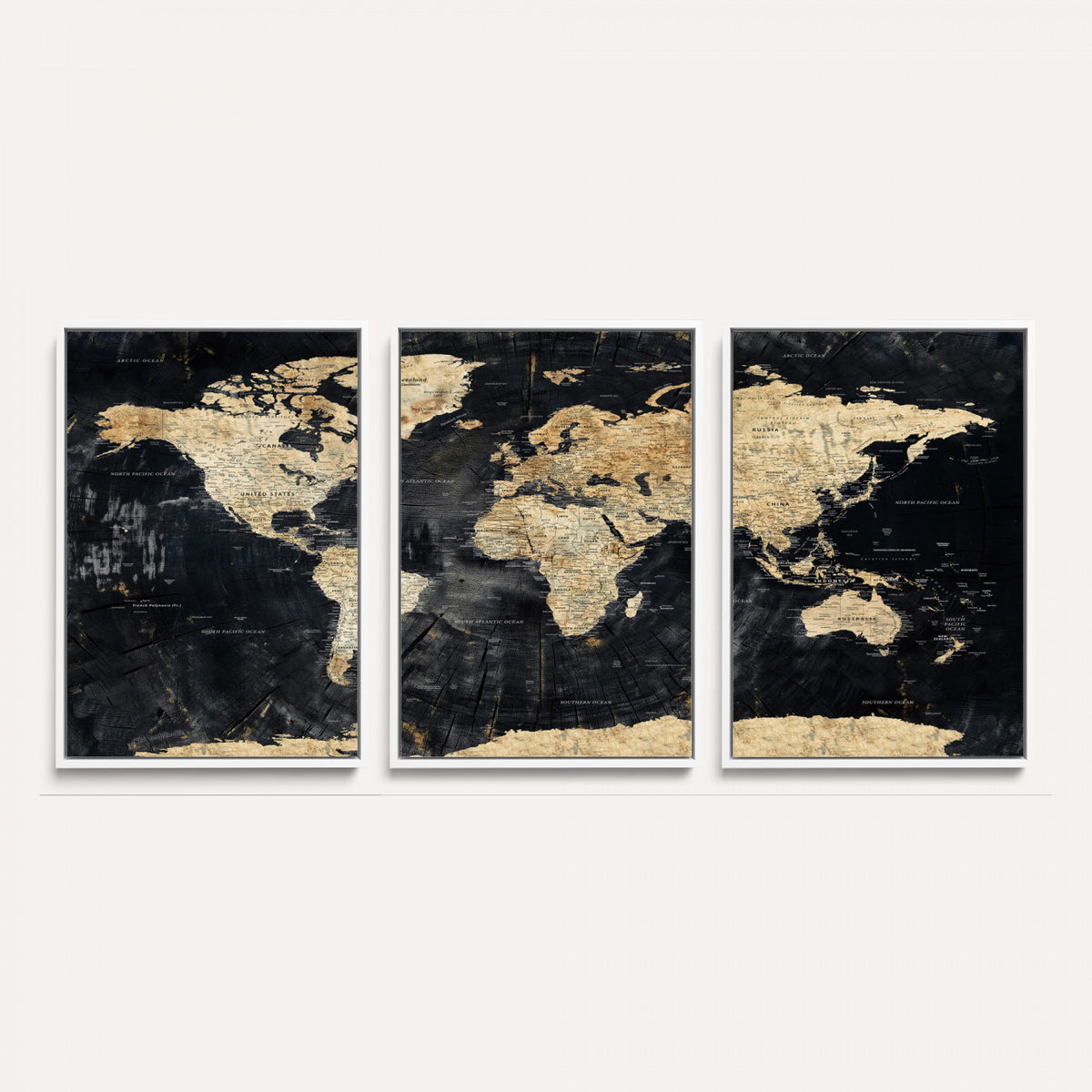 45535041-MGV-CV-36X24 - Framed Large World Map Wall Art Canvas Print for Living Room