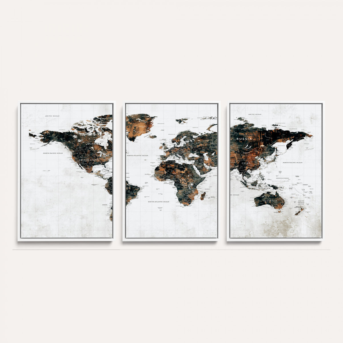 60008766-MGV-CV-36X24 - Large World Map Canvas Print – Framed Travel Map Wall Art