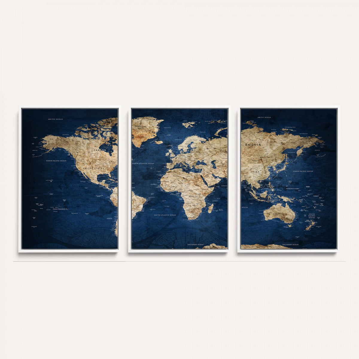 57503519-MGV-CV-36X24 - World Map Canvas Print – Framed Travel Map Wall Art for