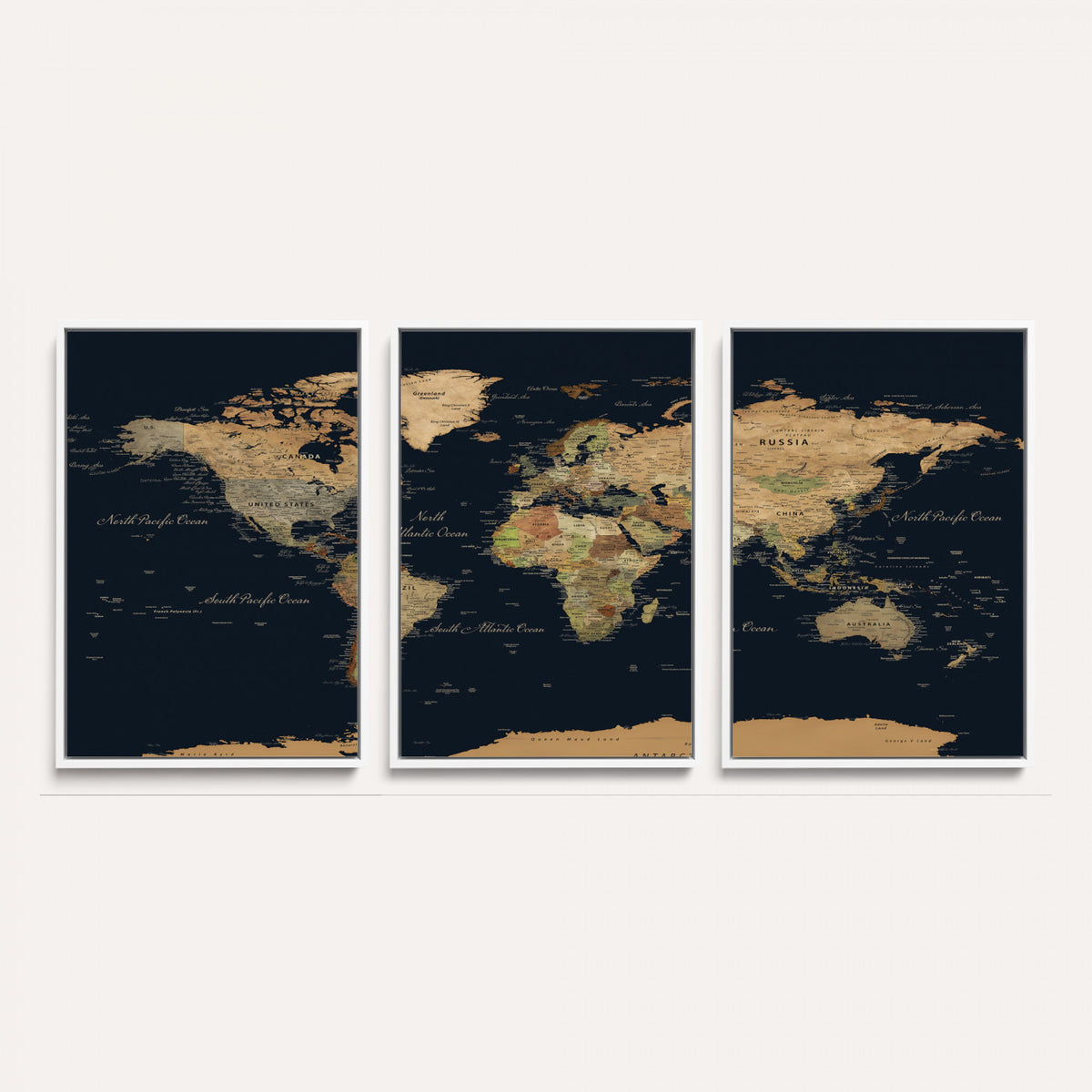 94449133-MGV-CV-36X24 - Vintage World Map Canvas on the Dark Background Wall Art