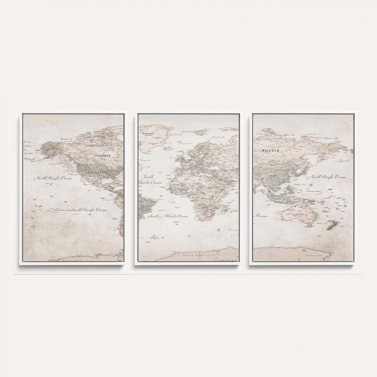 90355419-MGV-CV-36X24 - Antique Style World Map Canvas Print | Vintage Detailed World Map Art for Travel Lovers