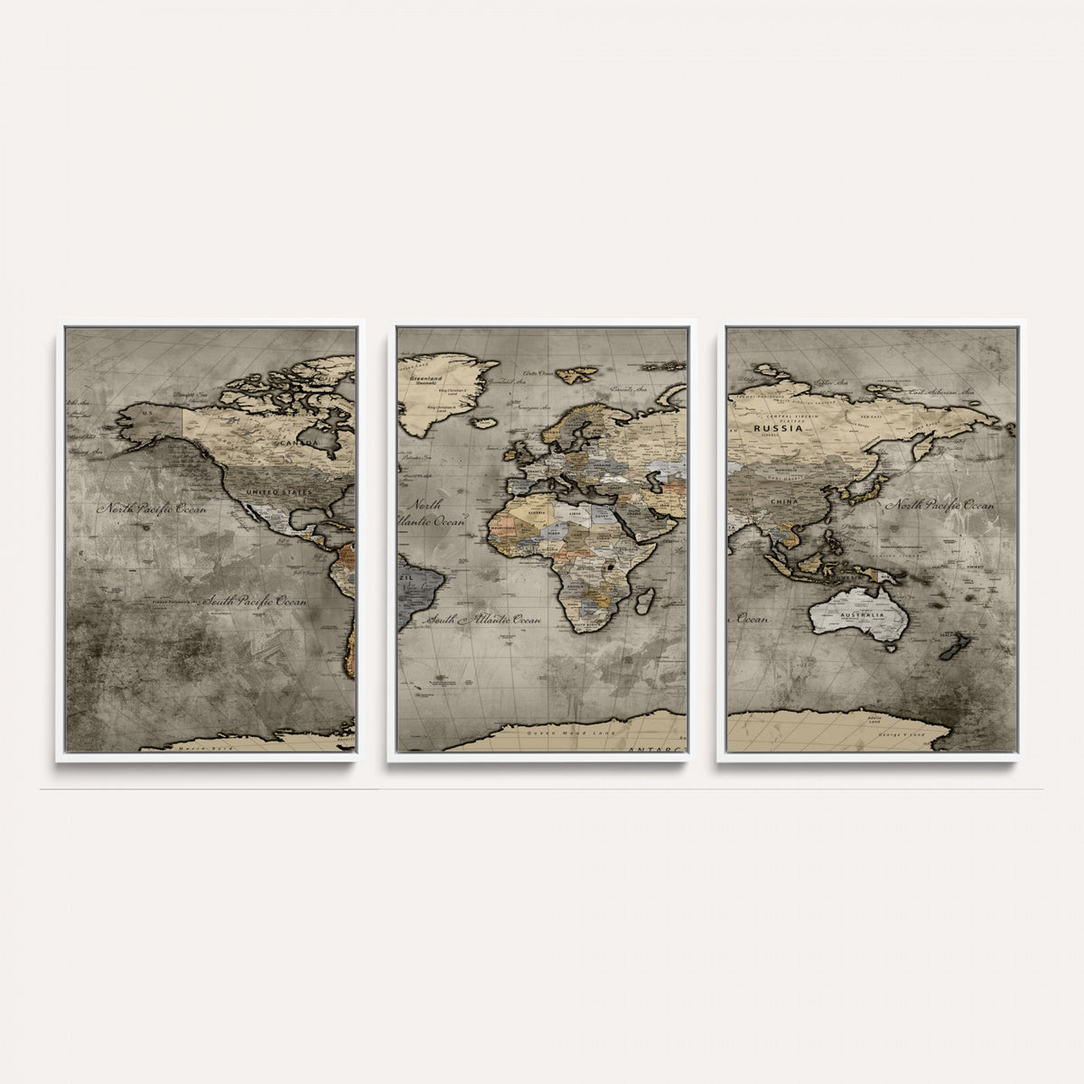 85218700-MGV-CV-36X24 - World Map Canvas Print, Detailed Map of the World Wall Art