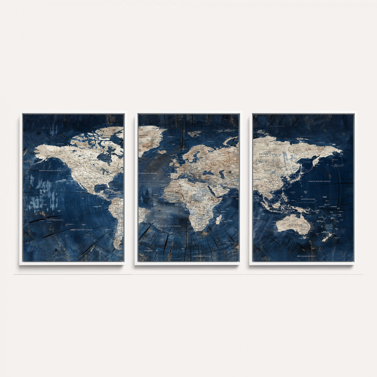 56126010-MGV-CV-36X24 - Large Blue World Map Wall Art Canvas Print for Home Office
