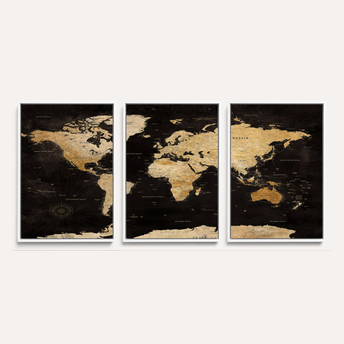 70468159-MGV-CV-36X24 - Extra Large World Map Canvas Print – Detailed Map Classic
