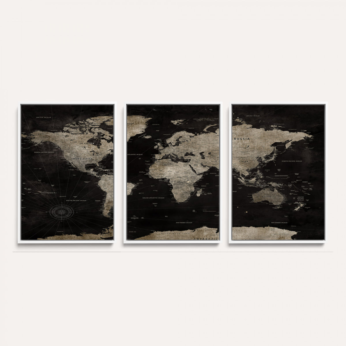 56225956-MGV-CV-36X24 - Detailed World Map Wall Art Print - Large Framed World Map