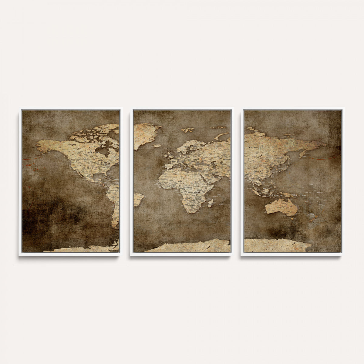 35847542-MGV-CV-36X24 - Dark Vintage World Map Canvas Wall Art Print, Antique Map