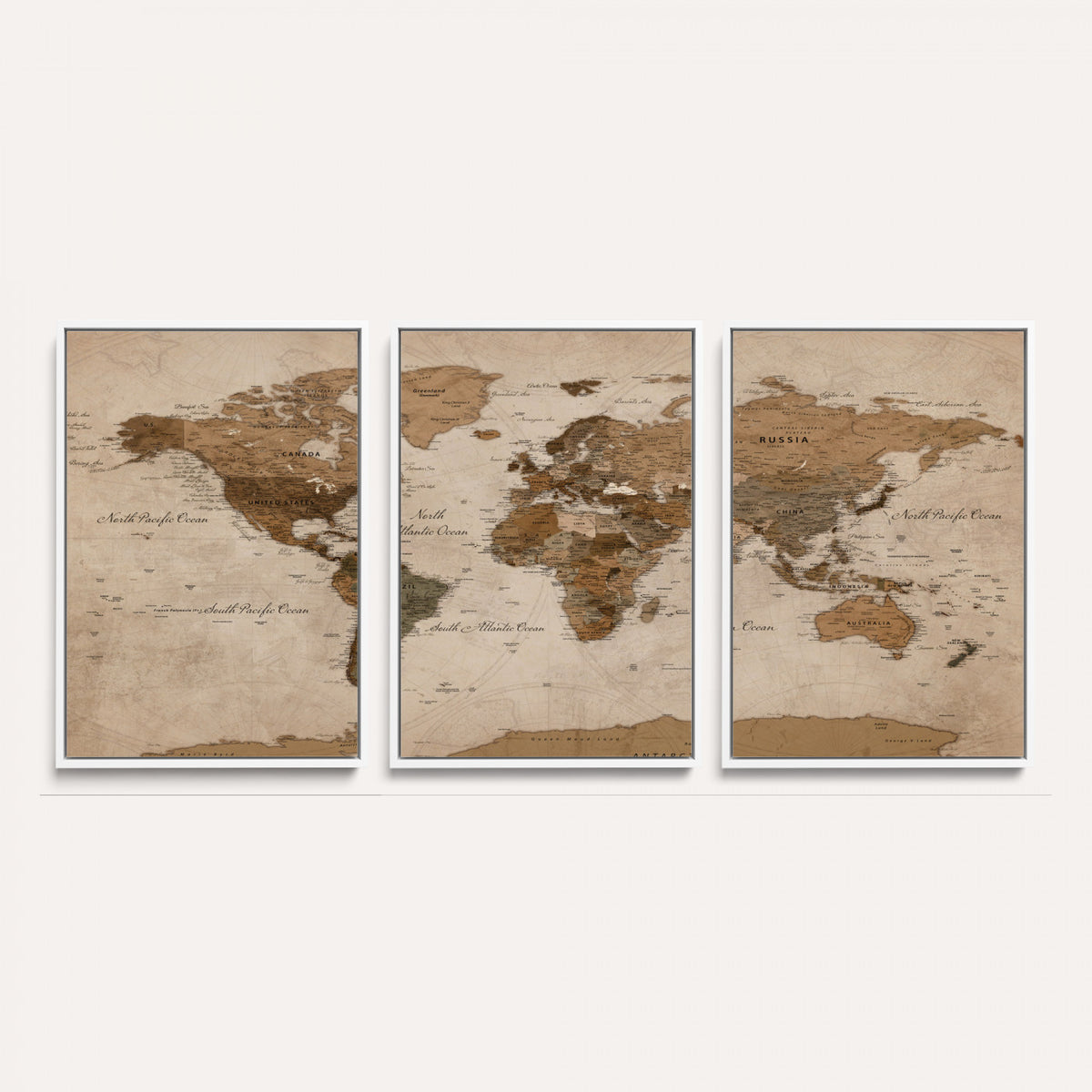 40064188-MGV-CV-36X24 - World Map Wall Art Canvas Print, Modern Decorative Framed Map Artwork Prints for Living Room, Office, Bedroom Wall Decor
