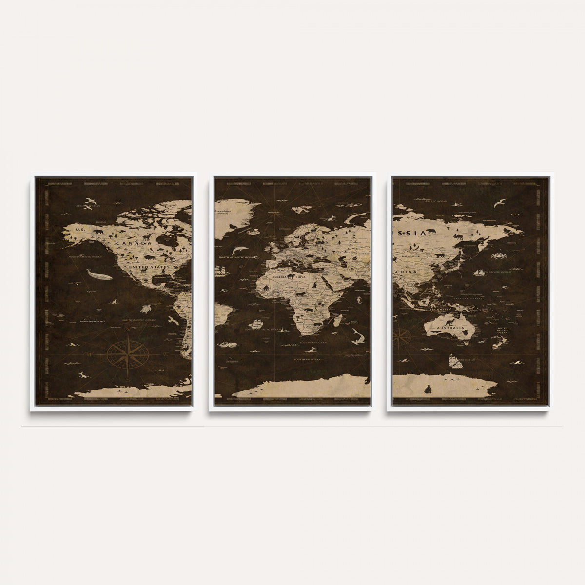 44276398-MGV-CV-36X24 - World Map Wall Art Canvas Print, Modern Decorative Framed Map Artwork Prints for Living Room, Office, Bedroom Wall Decor