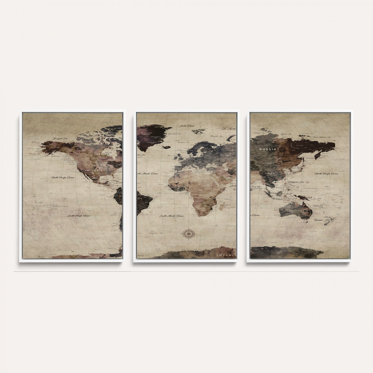 60560672-MGV-CV-36X24 - World Map Wall Art Canvas Print, Modern Decorative Framed Map Artwork Prints for Living Room, Office, Bedroom Wall Decor