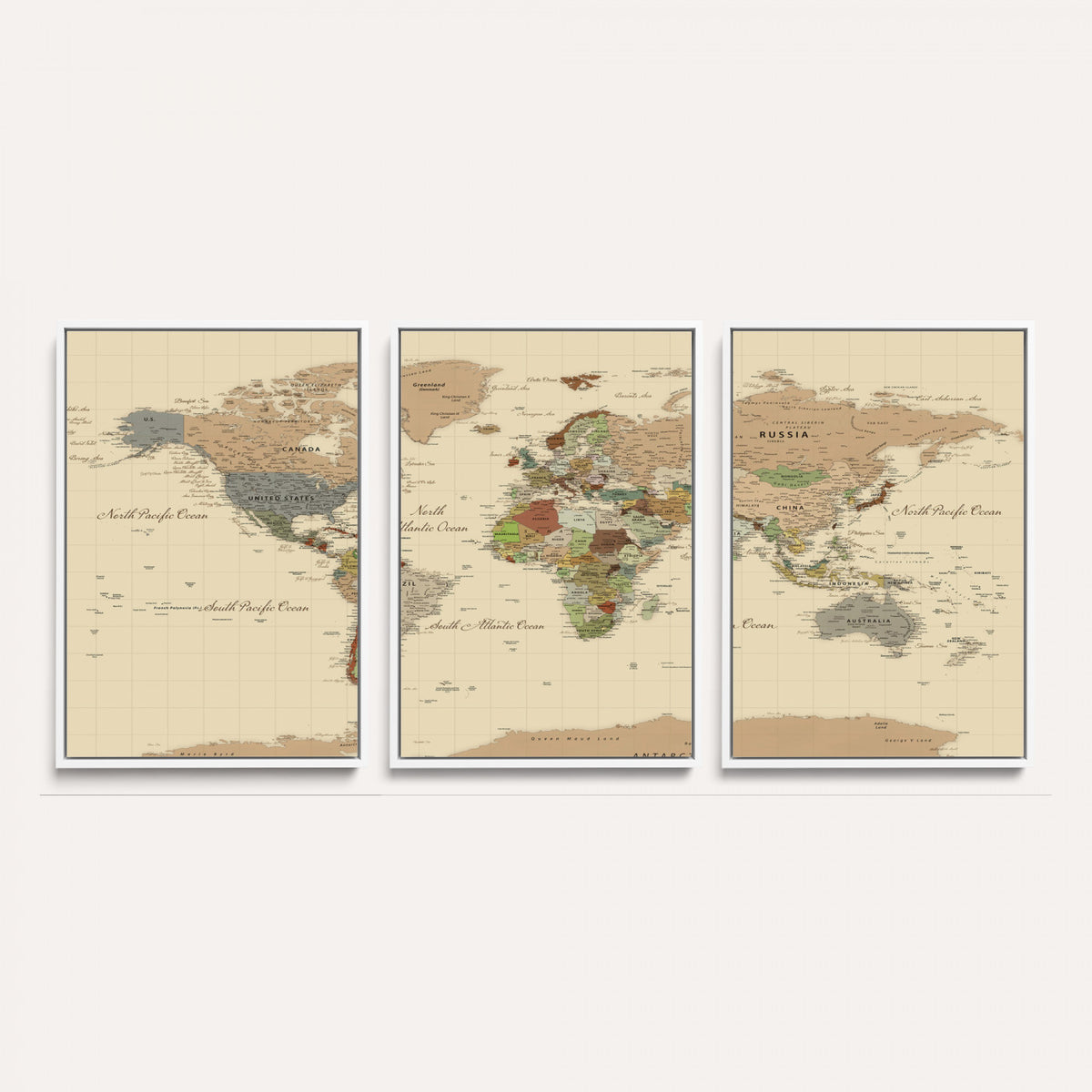 31407854-MGV-CV-36X24 - World Map Wall Art Canvas Print, Modern Decorative Framed Map Artwork Prints for Living Room, Office, Bedroom Wall Decor