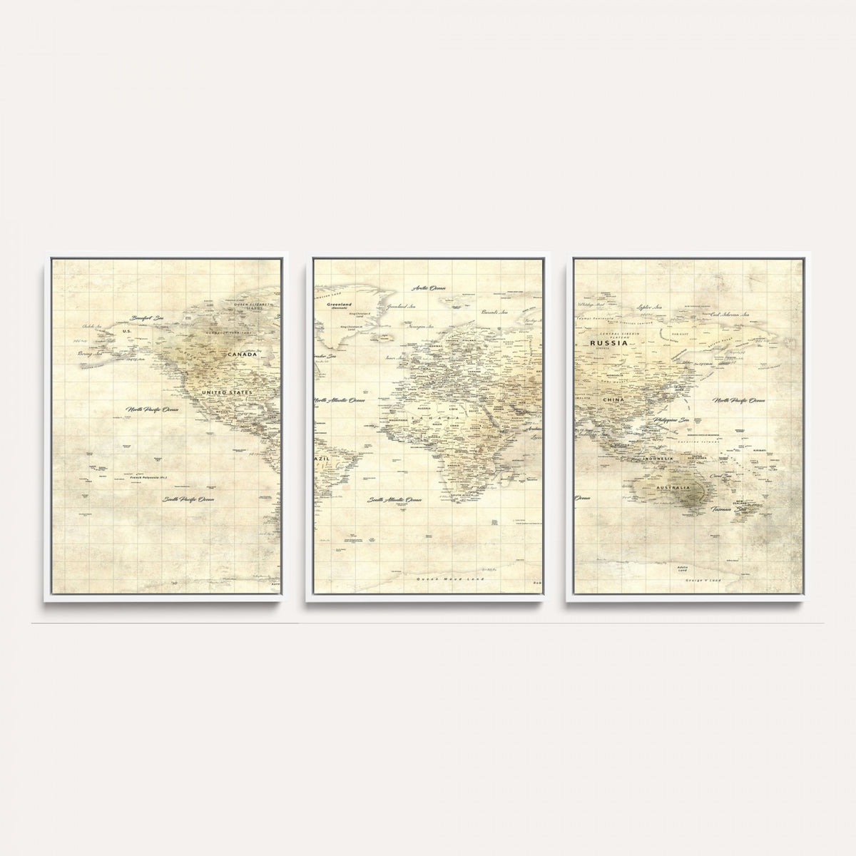17101439-MGV-CV-36X24 - World Map Wall Art Canvas Print, Modern Decorative Framed Map Artwork Prints for Living Room, Office, Bedroom Wall Decor