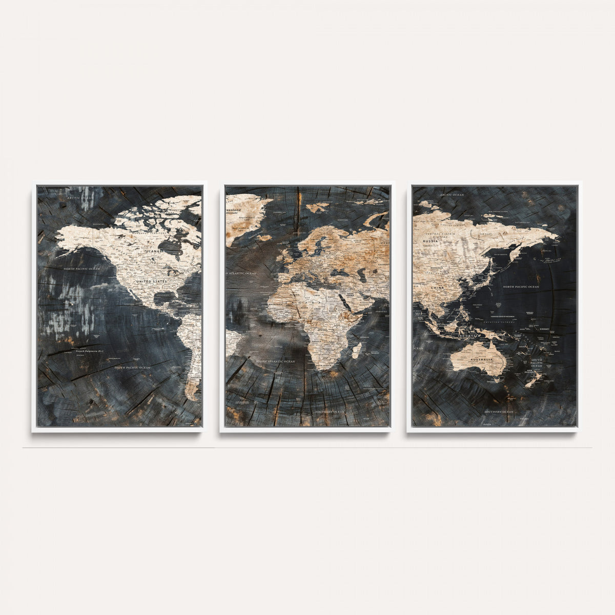 89162112-MGV-CV-36X24 - World Map Wall Art Canvas Print, Modern Decorative Framed Map Artwork Prints for Living Room, Office, Bedroom Wall Decor