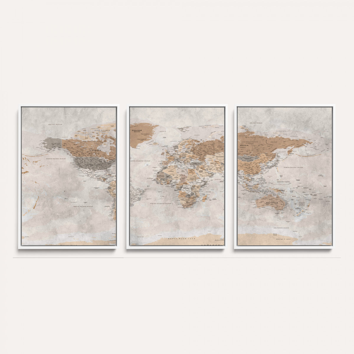 34051638-MGV-CV-36X24 - Detailed World Map Wall Art Canvas Print for Home and Office Decor