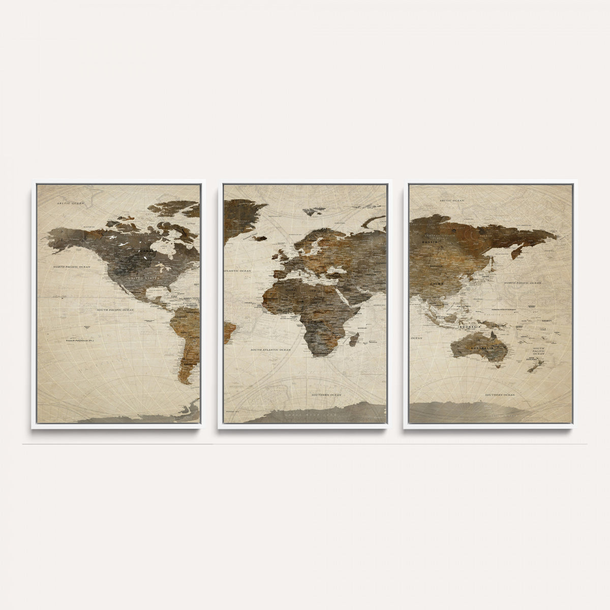 49623468-MGV-CV-36X24 - World Map Wall Art Canvas Print, Modern Decorative Framed Map Artwork Prints for Living Room, Office, Bedroom Wall Decor