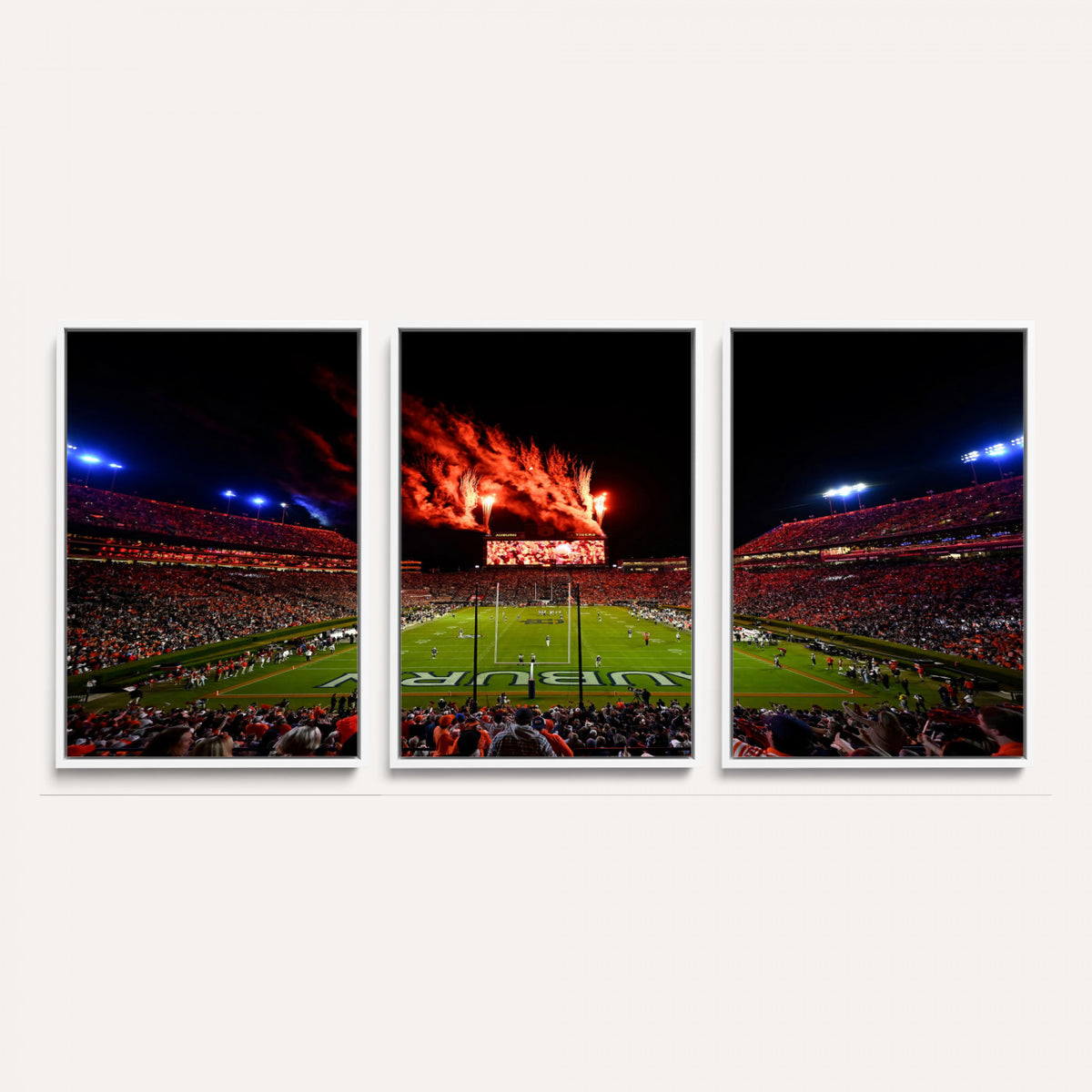 81918884-MGV-CV-36X24 - Auburn Stadium Wall Art Canvas Print, College Football Night Game Crowd, Jordan Hare Stadium Artwork