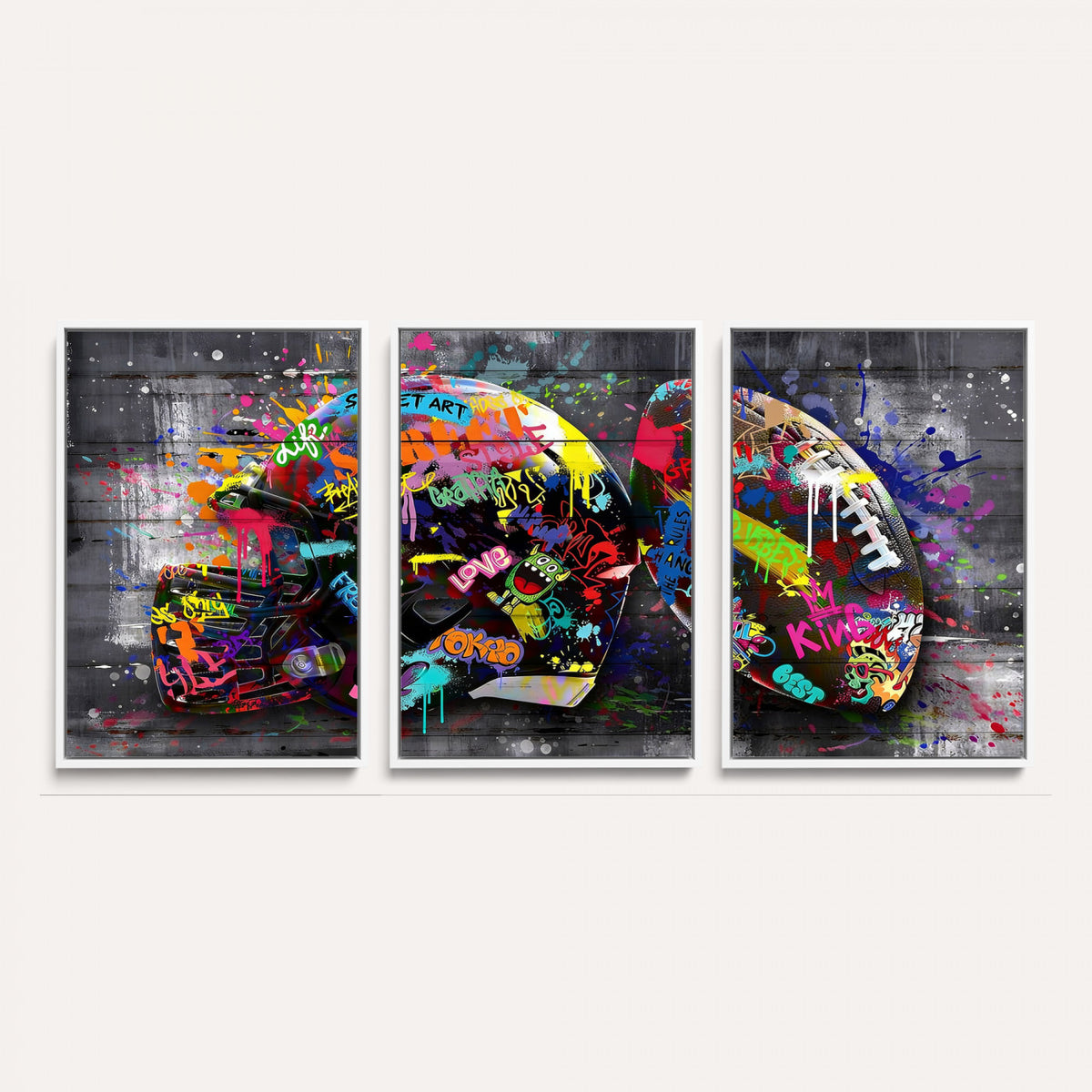 80540773-MGV-CV-36X24 - Graffiti American Football Helmet Street Art Wall Art Canvas Print
