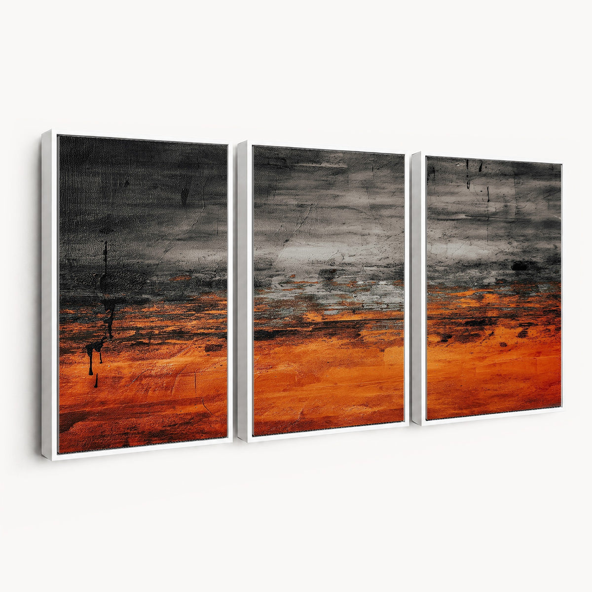 Black Orange Abstract Wall Art Canvas Print Modern Painterly Style