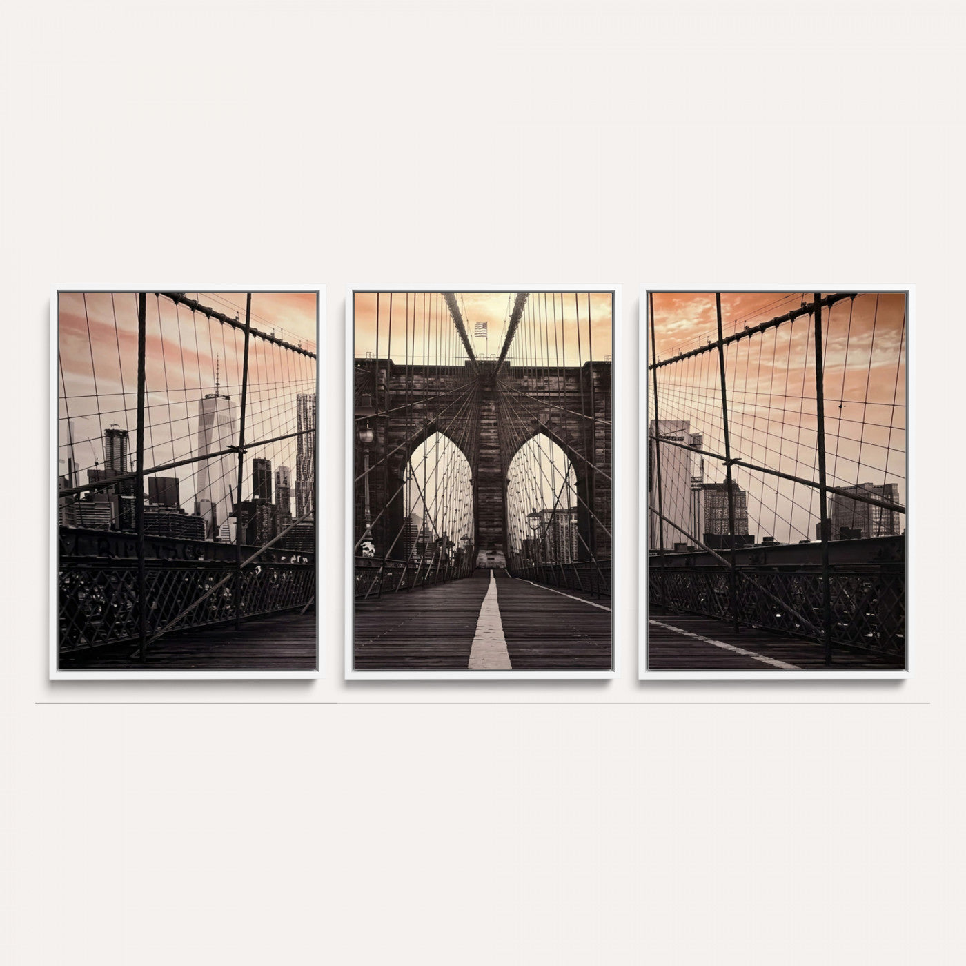 93226664-MGV-CV-36X24 - Brooklyn Bridge Canvas Wall Art, New York City Skyline Photography Print, NYC Landmark Urban Decor Artwork