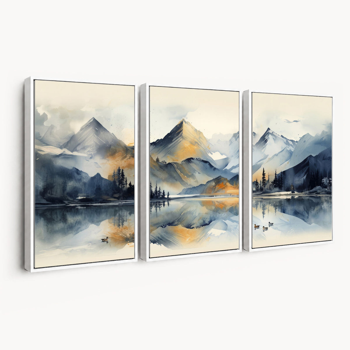 10196184T-MGV-CV-36X24 - Lake Abstract Mountain Wall Art Canvas Print