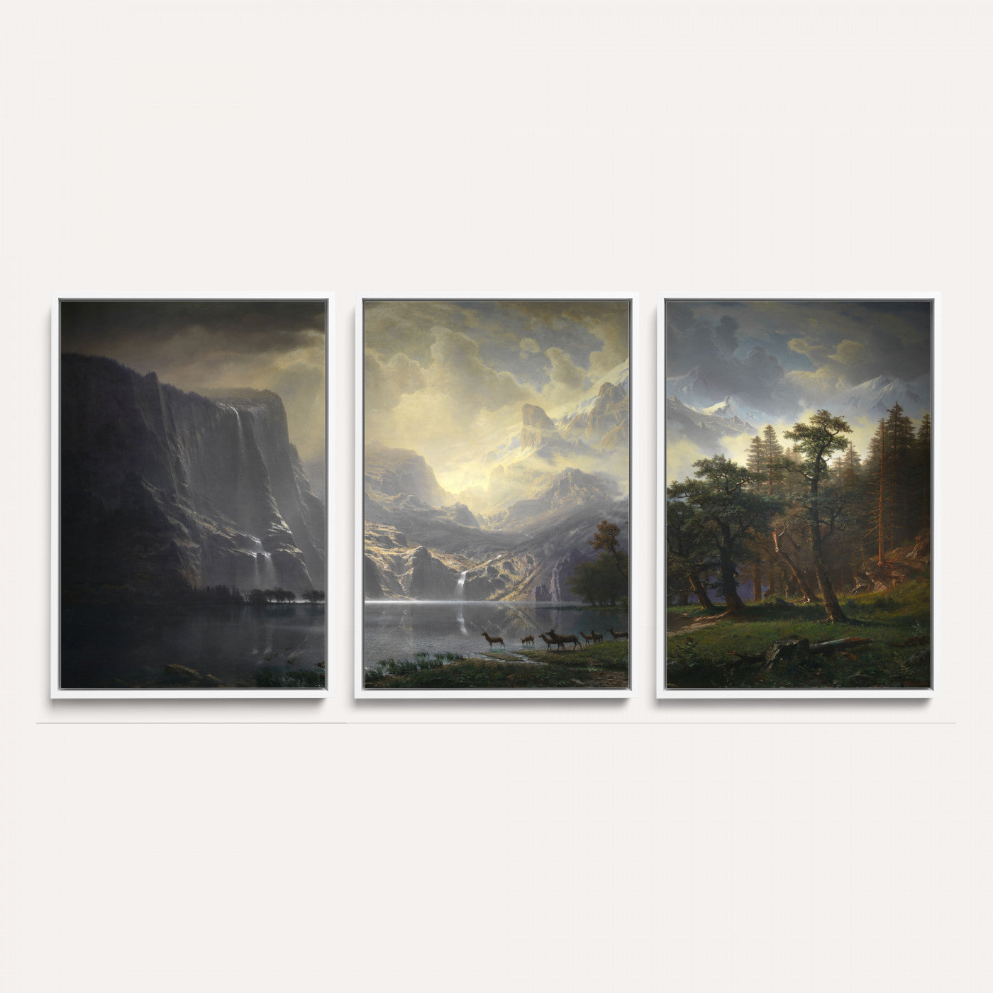 88679214-MGV-CV-36X24 - Albert Bierstadt Among the Sierra Nevada California Yosemite Wall Art Canvas Print, Classic Fine Art Painting Print