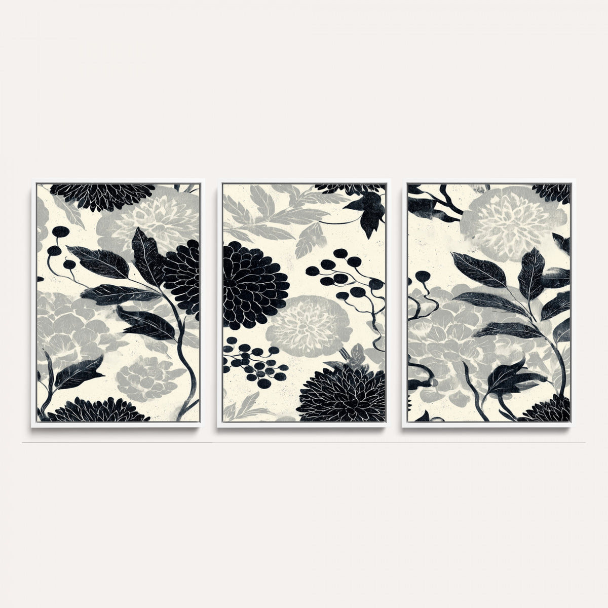 27269625-MGV-CV-36X24 - Traditional Chinese Pattern Tapestry Wall Art, Vintage Chinoiserie Peony Fabric Hanging, Antique Black Grey Living Room Japandi Gift