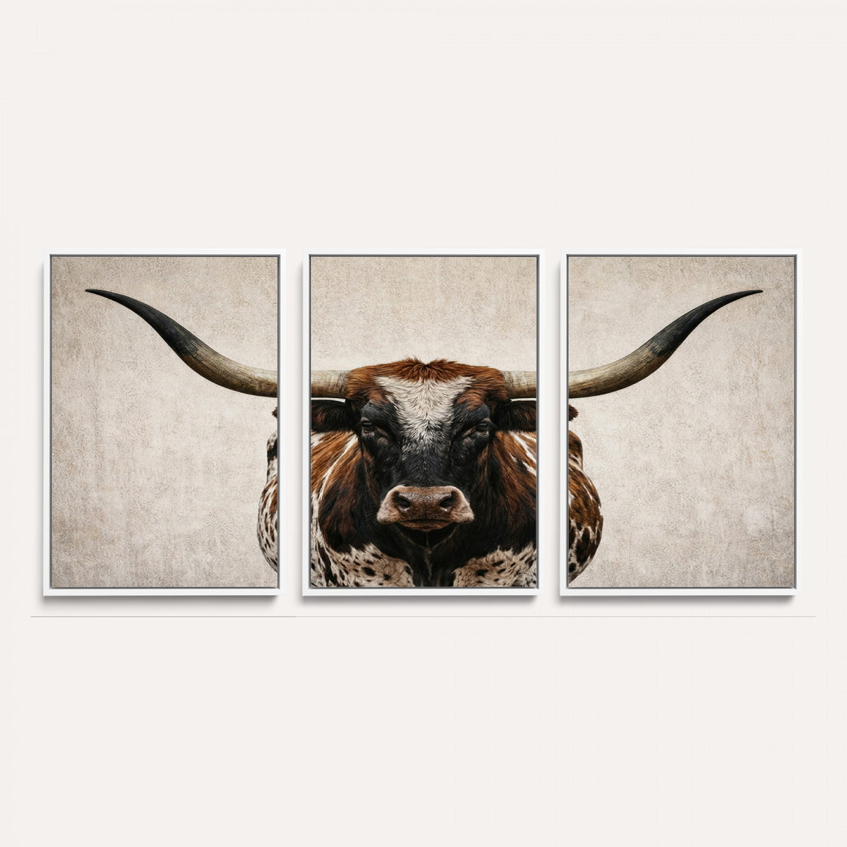 58622065-MGV-CV-36X24 - Texas Longhorn Canvas Wall Art Western Bull Desert Moody Grey Overcast Rustic Farmhouse Framed Large for Living Room Bedroom Office Decor