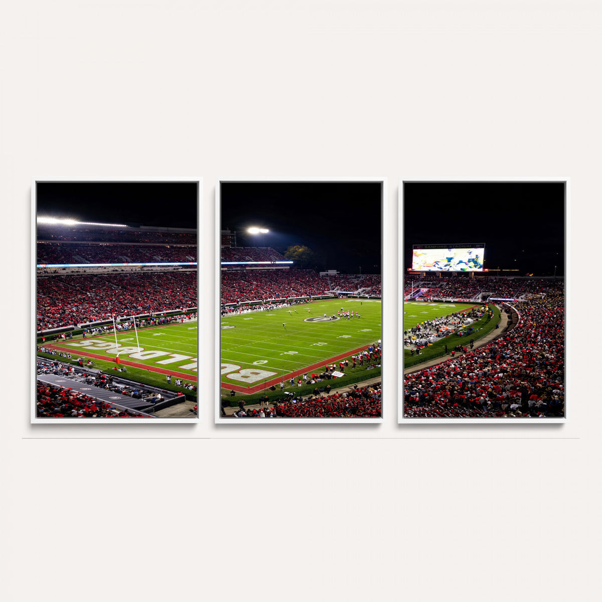 73520603-_Poster-30x20 - Georgia Bulldogs Sanford Stadium Canvas Print 3 Piece Framed Wall Art Extra Large Floating Frame Nature Poster Made in USA