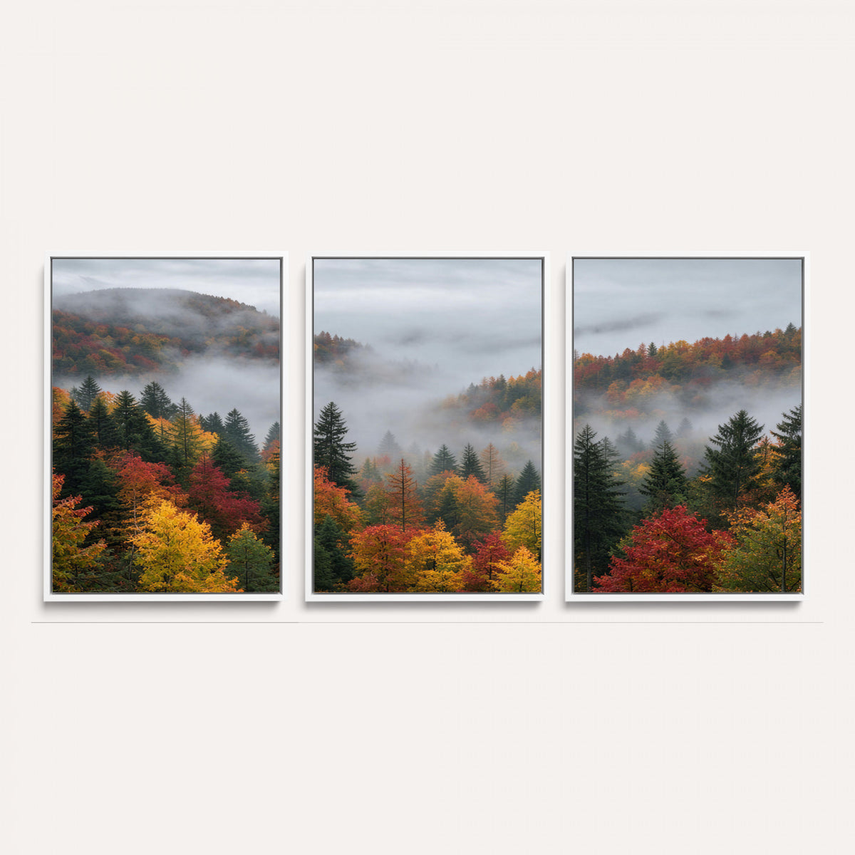 47877083-_Poster-30x20 - Fall Forest Misty Mountain Canvas Print Smoky Mountain Landscape Wall Art Autumn Trees Nature Poster Printing