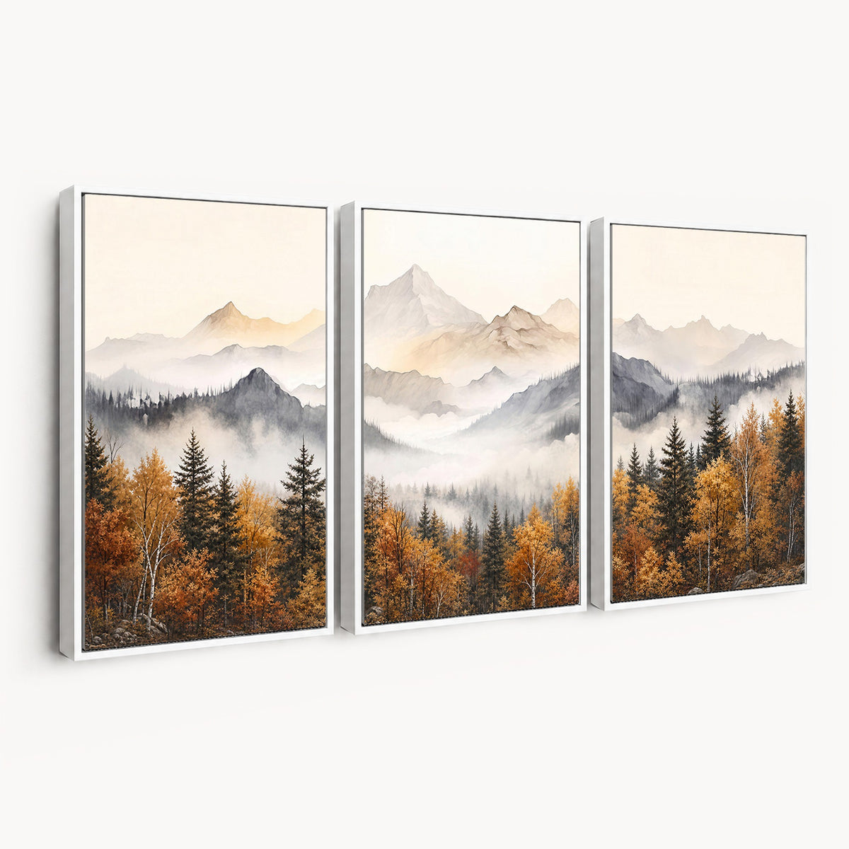 19544118-_Poster-30x20 - Misty Mountain Autumn Forest Canvas Wall Art - Watercolor Fall Nature Landscape Print