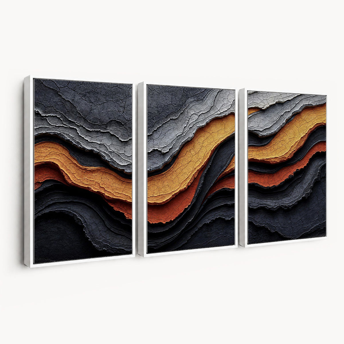 59852489-_Poster-30x20 - Abstract Waves Canvas Wall Art - Modern Terracotta and Charcoal Gray Print