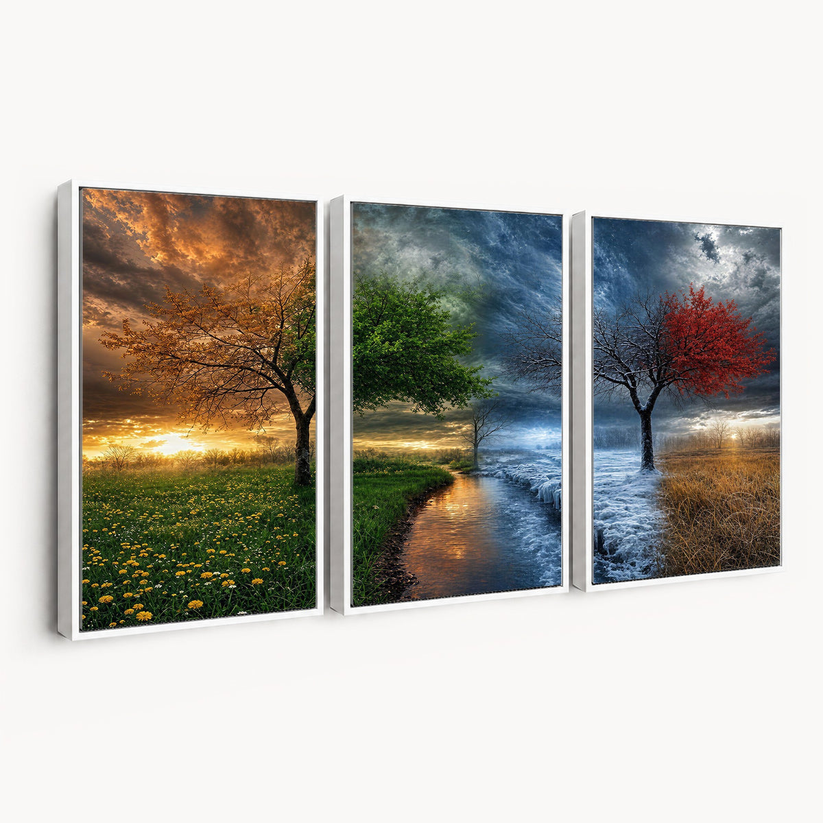 61895574-MGV-CV-24X16 - Four Seasons Tree Canvas Wall Art, Nature Landscape Canvas Print for Living Room