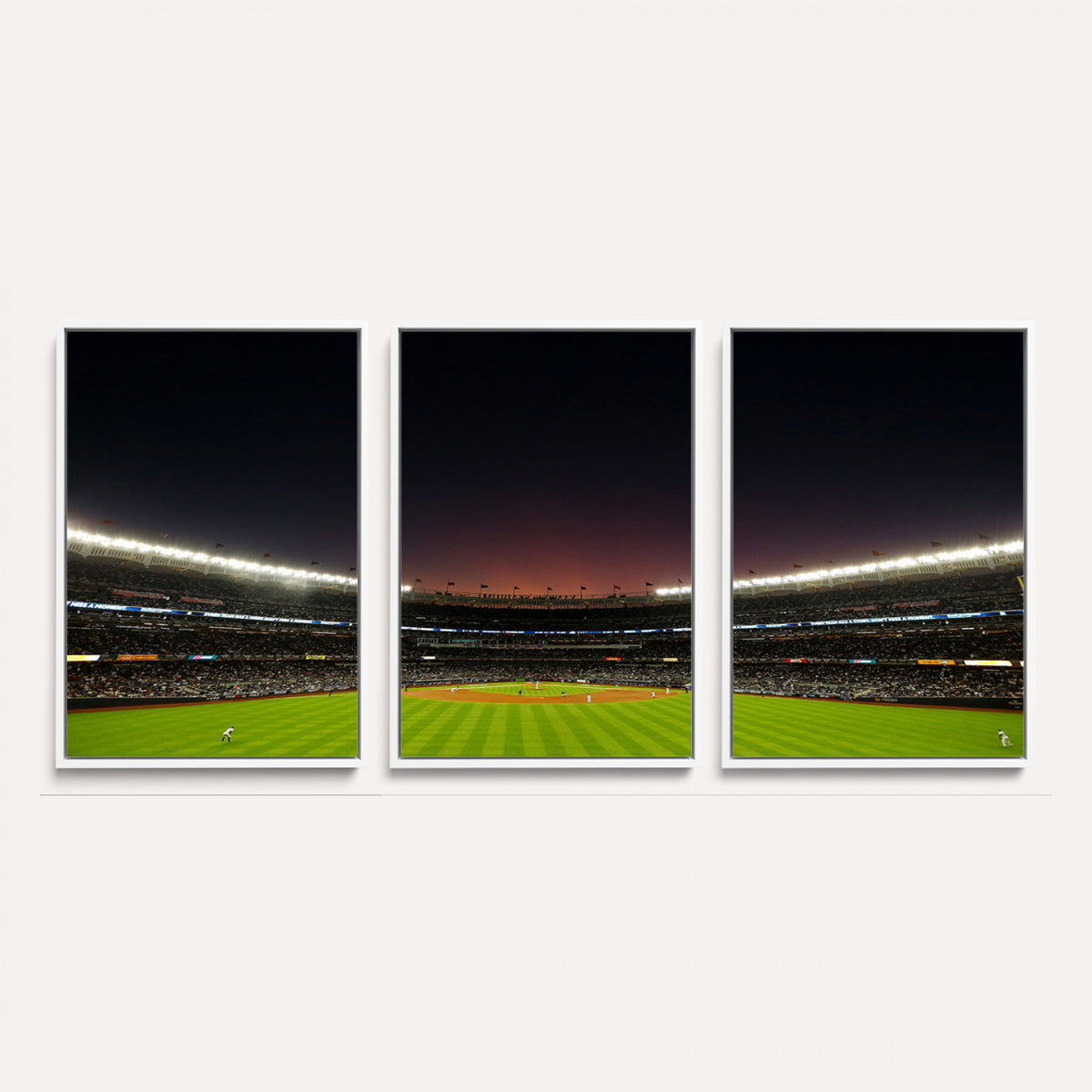 59138-MGV-CV-36X24 - Yankee Stadium Night Game Triple Canvas, New York Yankees Stadium Wall Art