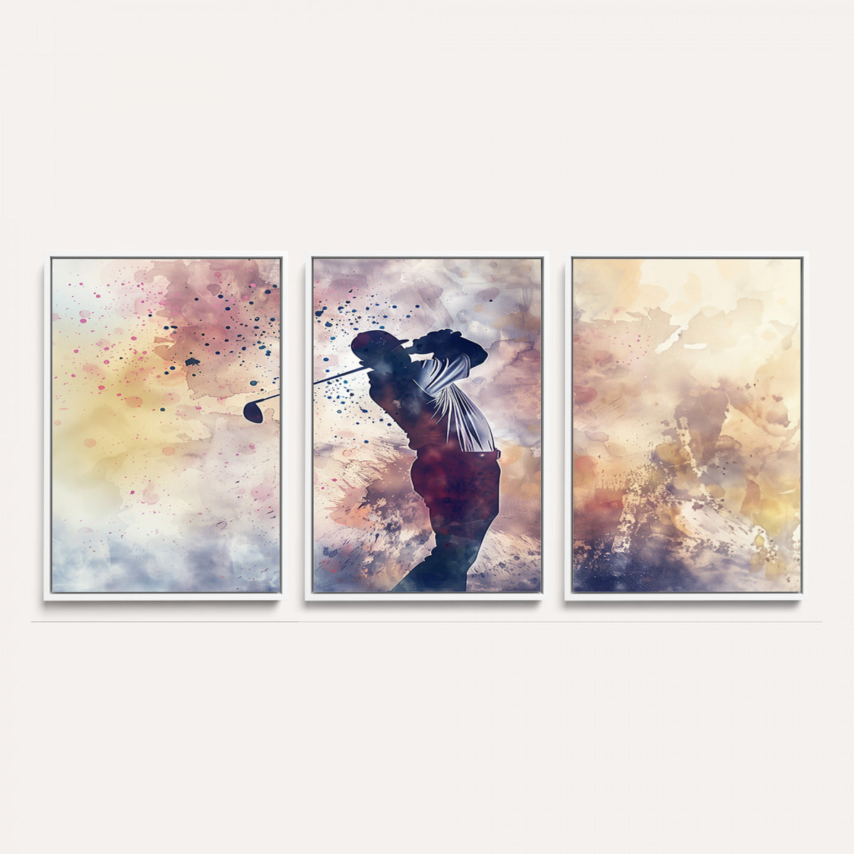 10848-MGV-CV-36X24 - Abstract Watercolor Golf Player Wall Art Canvas Print