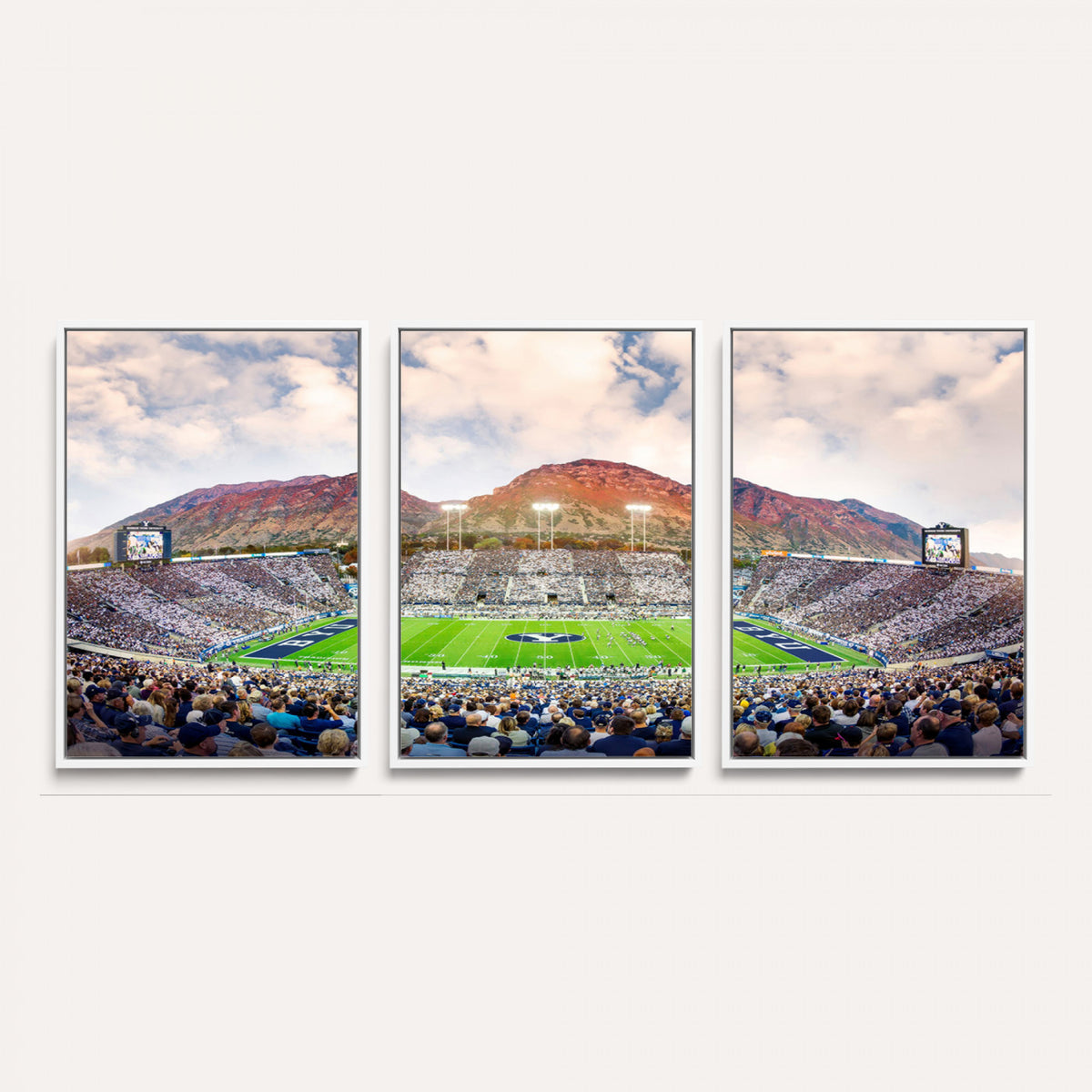 85734-MGV-CV-36X24 - Brigham Young University Cougars Football Team Print - Provo LaVell Edwards Stadium Wall Art Canvas