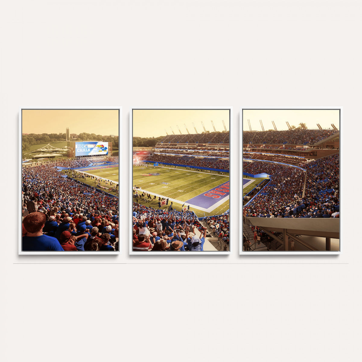 71731-MGV-CV-36X24 - University of Kansas Jayhawks Football Team Print - Lawrence Kansas Memorial Stadium Wall Art Canvas
