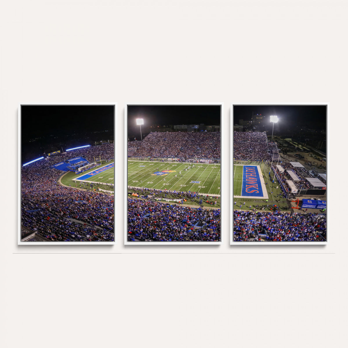 69760-MGV-CV-36X24 - University of Kansas Jayhawks Football Team Print - Lawrence Kansas Memorial Stadium Wall Art Canvas